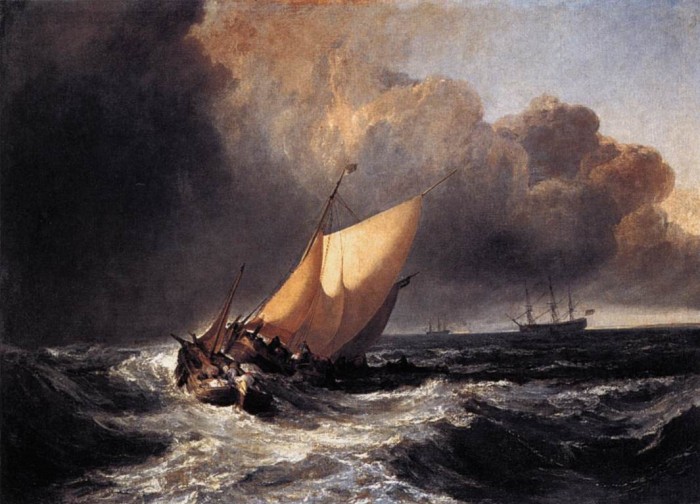 "Barcos holandeses en una galerna", W. Turner, 1801. Nadie mejor que Turner para ilustrar nuestro recuerdo de las entradas ventosas.