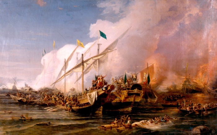 "Batalla de Preveza", Ohannes Umed Behzad. Actualmente se conserva en el Museo Naval de Estambul.